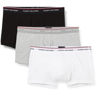 Tommy Hilfiger Herren 3er Pack Boxershorts Low Rise Trunks Baumwolle, Mehrfarbig (Black/Grey Heather/White), L