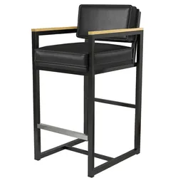 2er-Set Designer Barstuhl | Leder | Schwarz | Samt Barhocker, Hotel Barhocker