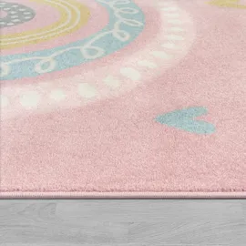 Paco Home Kinderteppich Teppich Kinderzimmer Mädchen Jungs Verschiedene Motive Und Größen, Grösse:80x150 cm, Farbe:Rosa Weiß