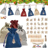 LuxusKollektion Adventskalender zum Befüllen, Weihnachten DIY, 24 Säckchen, Zahlen-Holzanhänger, Geschenksäckchen