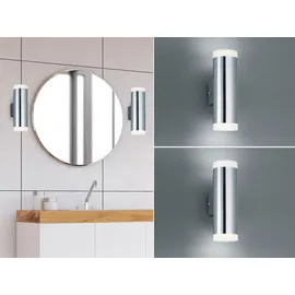 meine wunschleuchte LED Badezimmer Wandleuchte Set Chrom Spiegelleuchten seitlich für Bad & Gäste WC - Silber