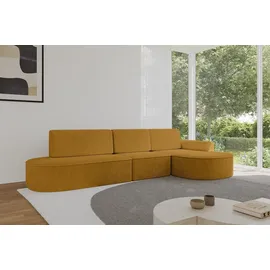altdecor Eckcouch Cord 5-Sitzer Senfgelb