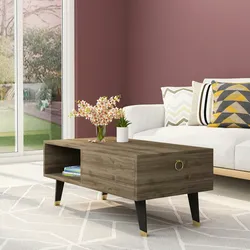 Skye Decor, Delux- Delux OLV, Nussbaumfarbe, Couchtische, 42,4x90x45 cm, 100% Melaminbeschichtete Partikelplatte