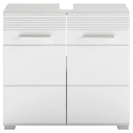 xonox.home Waschbeckenunterschrank Linus Hochglanz Weiß 60 cm zweitürig