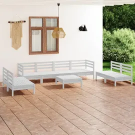 vidaXL Garten-Lounge-Set 9-tlg. weiß Kiefer