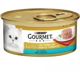 Gourmet Gold Herzhaftes Türmchen Thunfisch Katzenfutter 2 Paletten (48 x 85 g)