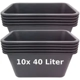 BURI Mörtelkübel 5/10er Set Pflanzwanne Mörtelkasten Pflanzkübel Zementkübel, (10-tlg) schwarz 40 l