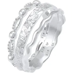 Elli 3er Set Wellen Kugel Bandring Gehämmert 925 Silber 56 Damen 