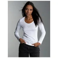 TRIGEMA Longsleeve TRIGEMA Langarmshirt mit Kristallsteinen (1-tlg) weiß XL (46/48)