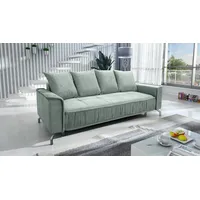 Fun Möbel 3-Sitzer Schlafsofa Sofa FLORENCE in Stoff Bubble oder Element, inkl. 4 Rückenkissen, inkl. Schlaffunktion mit Bettkasten grün