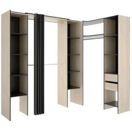 vente-unique Kleiderschrank Kleiderschranksystem - B. 164/234 cm - Eichefarben & Anthrazit - DORIAN
