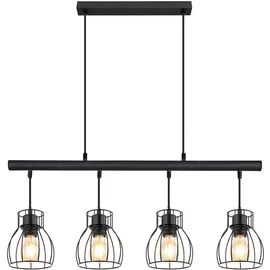 ETC Shop LED Hängeleuchte, 4-Flammig, Käfig-Design, schwarz, L 77 cm