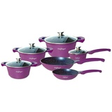 Cheffinger Topf-Set Kochgeschirr-Set Topf Induktion Alu Guss Pfanne Kochtopfset Marmor, (10-tlg) lila