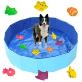 Katzenpool, Hundepool Spielzeug mit Fisch Spielzeug, Tragbares Katzenpool Hundepool, Interaktives Katzenspielzeug, Klein Planschbecke, Sommer Wasserspielzeug für Katze Hund (50cm × 10cm)