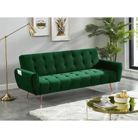 vente-unique Schlafsofa Klappsofa 3-Sitzer - Samt - Tannengrün - POLANI