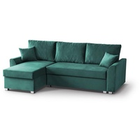 Beautysofa Ecksofa Toretto, l-förmiges Polsterecke für Wohnzimmer, universelle Ecksofa aus Velourstoff, 235 cm breite Polsterecke grün