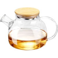 Glas-Teekanne mit Teesieb, groß, hitzebeständig, für blühenden und losen Tee, 1000 ml