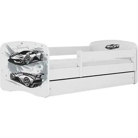 WFL GROUP Jugendbett  mit Schublade 70 x 140 cm Kiefer weiß