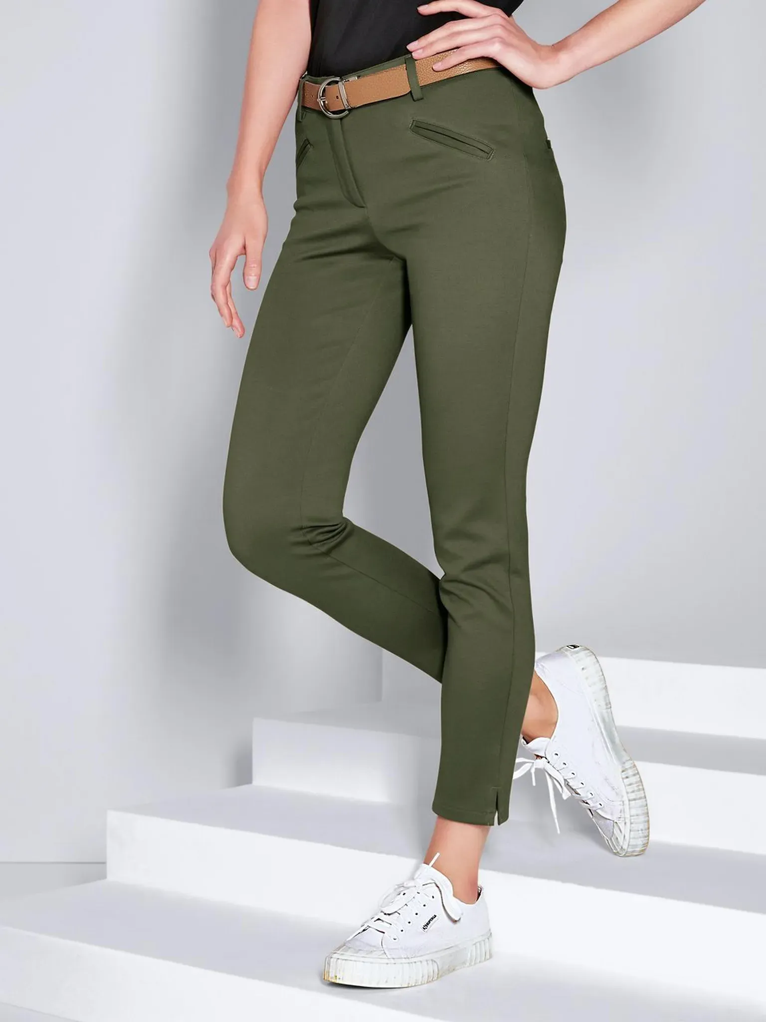 Le pantalon en jersey coupe Sylvia  Peter Hahn vert