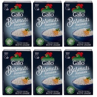 6x Riso Gallo Basmati Profumato,Reis aus nachhaltiger Landwirtschaft,500g