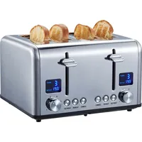 Steinborg 4 Scheiben Edelstahl Toaster mit Brötchenaufsatz 1630W