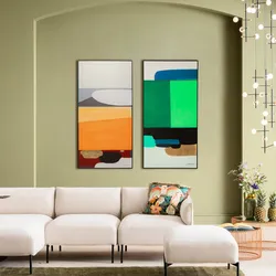 Bild mit Rahmen KARE DESIGN "Gerahmtes Bild Abstract Shapes", bunt (farbe bild(er): mehrfarbig, orange), B:73cm H:143cm T:4,5cm, Bilder