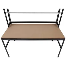 MCW Packstation MCW-J84, Packtisch Arbeitstisch Werktisch, Rollenhalter höhenverstellbar, Holz Stahl 183x183x90cm, schwarz