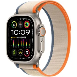 Apple Watch Ultra 2 GPS + Cellular 49 mm Titangehäuse natur, Trail Loop orange/beige S/M