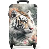 NoBoringSuitcases.com Handgepäck Koffer, Reisekoffer, Reisetasche mit Rollen, Hartschalenkoffer, Trolley Handgepäck, Suitcase, Koffer 55x40x20, Rollkoffer, Handgepäck 55x40x20 cm (Tiger - Rosa-orange)