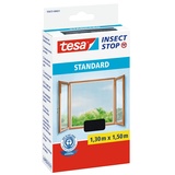 Tesa Insect Stop Standard Fliegengitter für Fenster - Insektenschutz zuschneidbar - Mückenschutz ohne Bohren - 1 x Fliegen Netz anthrazit - 130 cm x 150 cm