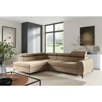 Fun Möbel Ecksofa Schlafsofa Sofa TORONTO Stoff Element Beige
