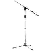 Pronomic Mikrofonständer MS-25C Pro - Dreibeinig mit Gummifüßen - Galgen in Länge und Neigung verstellbar - Robuste Klemmen und Schrauben - Inklusive Kabelklemmen und Reduziergewinde - Chrom