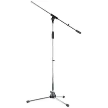 Pronomic Mikrofonständer MS-25C Pro - Dreibeinig mit Gummifüßen - Galgen in Länge und Neigung verstellbar - Robuste Klemmen und Schrauben - Inklusive Kabelklemmen und Reduziergewinde - Chrom