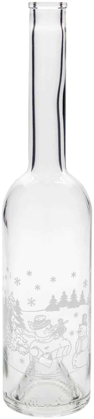 Bouteille en verre 500 ml 'Opera', motif : bouteille bonhomme de neige, bouchage...