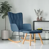 vidaXL Schaukelsessel mit Hocker Blau Stoff