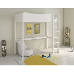 Hochbett LÜTTENHÜTT "TIPO, Topseller, Kinderbett, Leiter links oder rechts montierbar", weiß, B:105cm H:190cm, Lüttenhütt erfüllt Kinderträume. Bunte Fantasie trifft auf trendiges Wohnen mit Verantwortungsbewusstsein. So wird das Kinderzimmer zu einem modernen kindgerechten Ort, an dem sich nicht nur die Kleinen sondern die ganze Familie wohlfühlt. Lüttenhütt ? die Welt aus Kinderaugen sehend., Hochbetten, FSC zertifiziertes Massivholz, Rundum-Absturzschutz
