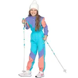 Wilbers & Wilbers 3210 - Retro Skianzug mit 80er Jahre Print, für Mädchen und Jungen, Skioverall, Schneeanzug, Karneval, 140, Blau