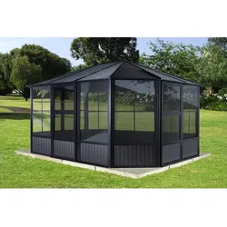 SOJAG Pavillon, rechteckig, BxT: 384 x 384 cm - grau
