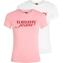 Tommy Hilfiger Tommy Jeans T-Shirt TJW 2PACK ESSENTIAL LOGO TEE (Packung, 2-tlg) mit Logodruck rosa XL (42)