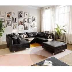 DELIFE Wohnlandschaft Clovis Anthrazit Antik Optik modular Hocker, Design Wohnlandschaften, Couch Loft, Modulsofa, modular