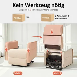 MCombo Fernsehsessel 7027 Stoff 67,5 x 105 x 86,5 cm Beige elektrisch mit Aufstehhilfe