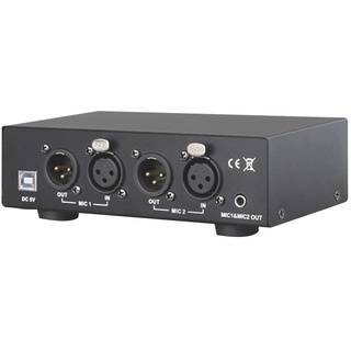 Yklhsocneg USB Dual Mixed Output Phantom Power Supply Black Audio Interface Metal for Condenser Microphones Music Recording Equipment