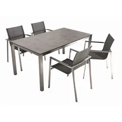 5-tlg. Tischgruppe SIENNA Edelstahl Set Garten Gartenmöbel Sitzgruppe Garnitur