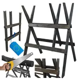 MODO24 Sägebock klappbar aus Holz, Holzbock zum Holzsägen, Stabiler Klappbock für Kaminholz, Balken & Äste, Sägehilfe aus FSC® Massivholz, Holzgestell zum Brennholz Schneiden, Farbe: Grau imprägniert