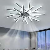 Deckenventilator Mit Beleuchtung Speicherfunktion Dimmbar LED Wohnzimmer Deckenlampe Mit Ventilator 6 Gang Timer Reversibel Lampe Mit Deckenventilator Fernbedienung Für Schlafzimmer-Gold||62CM