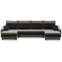 Ecksofa SPARTA U-FORM mit Schlaffunktion - Eckcouch mit 3 Bettkasten, grau, schwarz - Grau/Schwarz