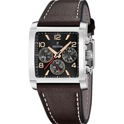 Festina Quarz Herren On the square F20653/4 - schwarz,braun - 36.0mm