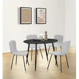 LEONIQUE Esstisch LEONIQUE "Eadwine, Topseller Tisch, Küschentisch", grau (grau eiche, schwarz, grau eiche), B:100cm H:76cm T:100cm, Tische, Esstisch, Gestell aus Metall, in verschiedenen Größen und Farben