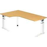 Hammerbacher Winkeltisch C-Fuß 200x120cm 90 Grad Buche/Weiß