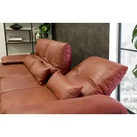 KAWOLA Sofa FENICE Ecksofa Leder Recamiere links burgunderrot